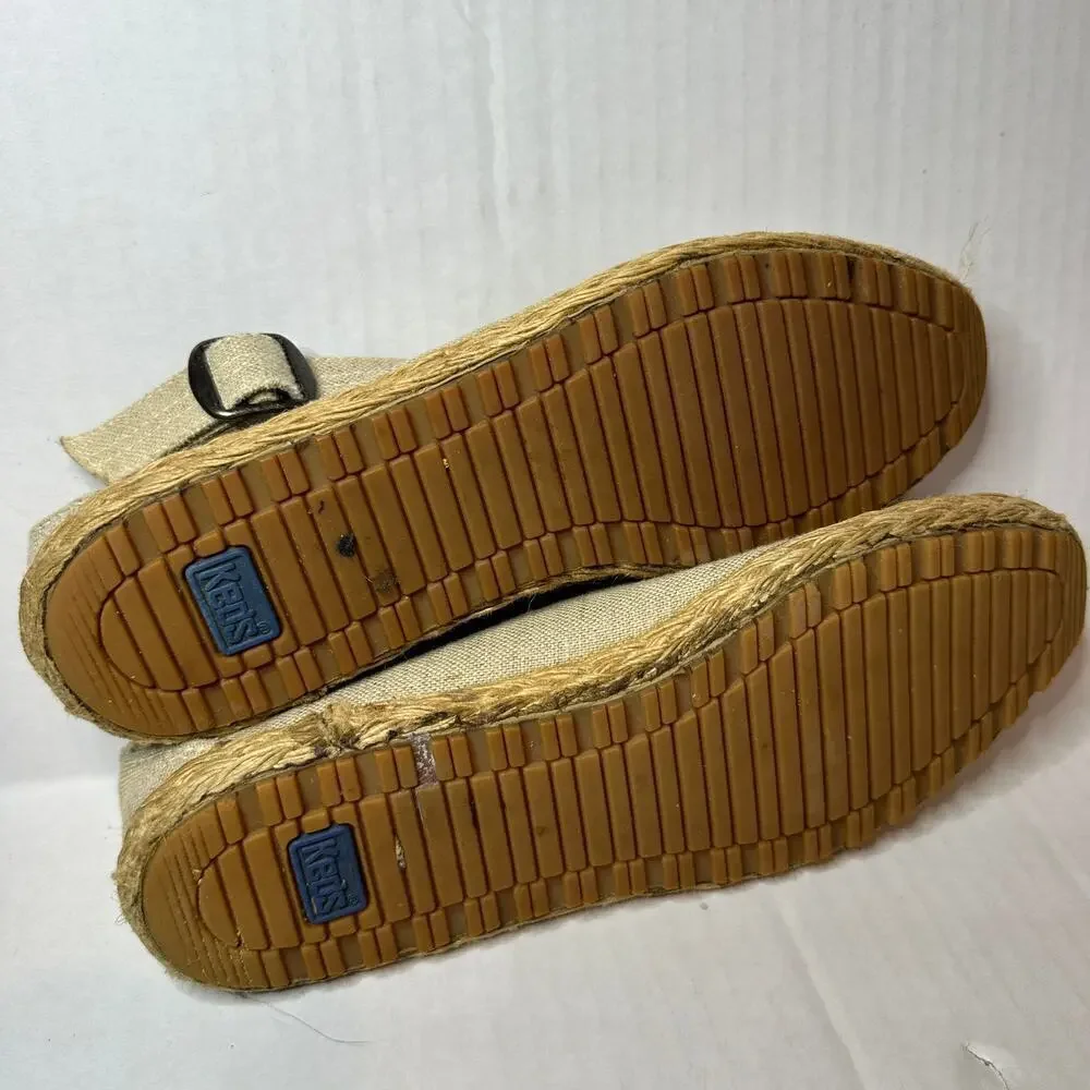 Keds Size 7.5 Women's Tan Vacation Canvas Criss Cross Strappy Espadrilles Casual
